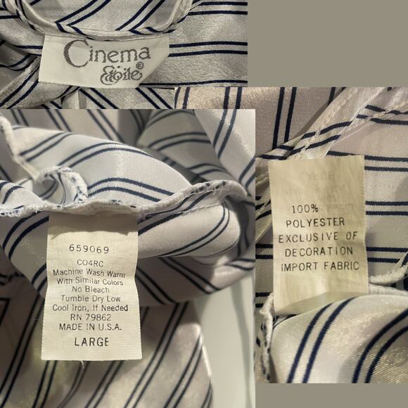 VTG Cinema Etoile Nightgown L Satin Striped Slip Dress Made in USA - Picture 12 of 13